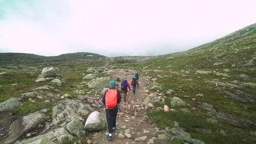 guy travels on a beautiful mountain road in norway