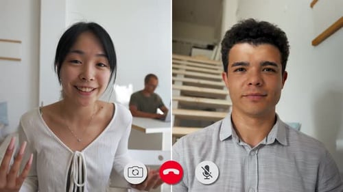 Discussion en ligne entre deux participants dans des lieux différents