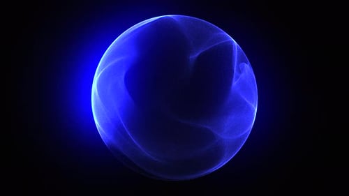 Glowing Blue Particle Sphere Abstract Background Loop