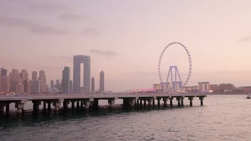 Evening view of the Ain Dubai and Dubai Marina, in Dubai