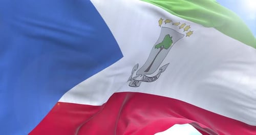 Realistic Equatorial Guinea Flag Waving Animation Loop