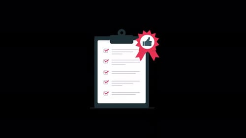 Clipboard animé avec vidéo sur le badge d'approbation - Transparent