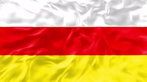 Waving Flag Animation with White Red and Yellow Stripes