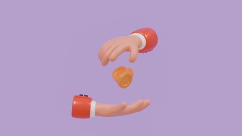 Großzügige 3D-Animation zum Geldgeben mit der Hand