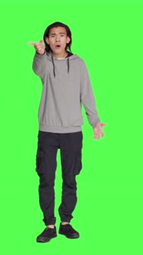 Front View of Young Adult Showing No Symbol in Studio