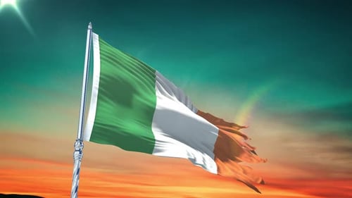 Realistic Irish Flag Waving Animation