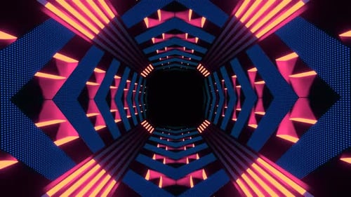 Purple And Yellow Neon Endless Arrow Tunnel Background Vj Loop In 4K