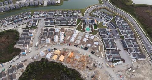 Aerial View of New Suburban Home Construction