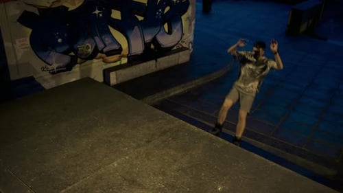 Roller Skate Trick at the Skatepark