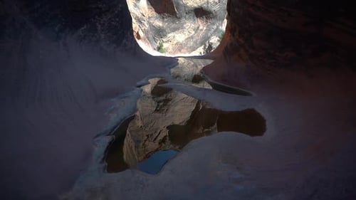 Natural Eroded Tunnel and Puddle in Sandstone Formations, Beauty of Nature. Scenic Landscape on St.