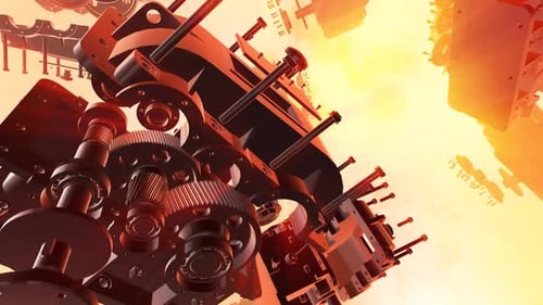 Animated 3D Industrial Machine Parts Assembling and Disassembling