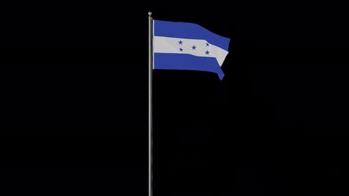 Waving Honduras National Flag on Flagpole