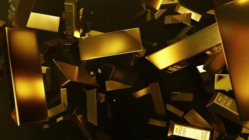 In der Luft schwebende Goldbarren 02 HD