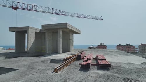 Aerial Video of Large Housing Development and Tower Crane
