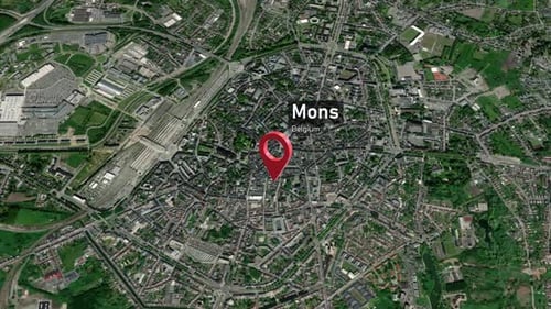 Mons City Map Zoom (Belgien) vom Weltraum zur Erde