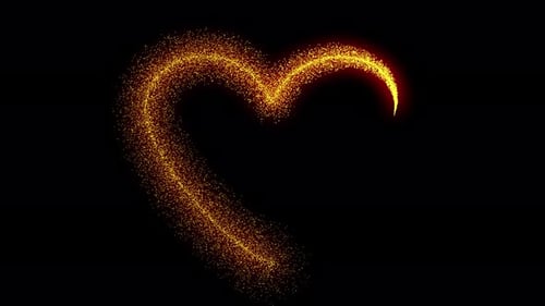 Gold Particles Sparkle Heart Trail Alpha Channel Animation
