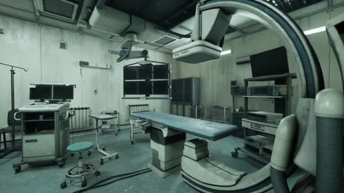 Cinematic Pan in Futuristic Medical Research Lab