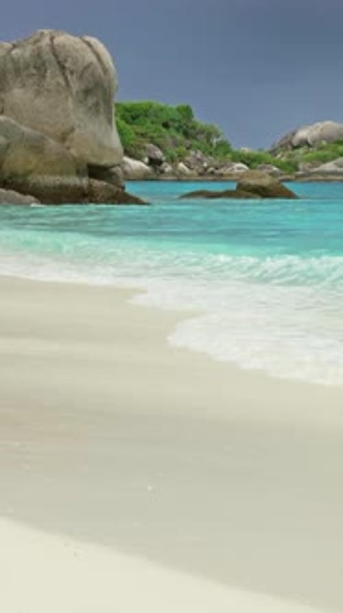 White sand beach and storm sky on Similan islands