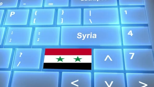 Flag of Syria on the Buttons on Keyboard With Country Name