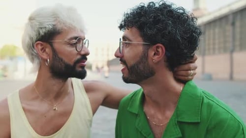 Affectionate Couple Embracing on City Street