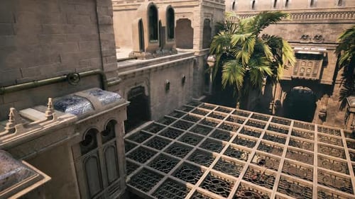 Contemporary Geometric Shading Enhances Heritage Architectural Scenes