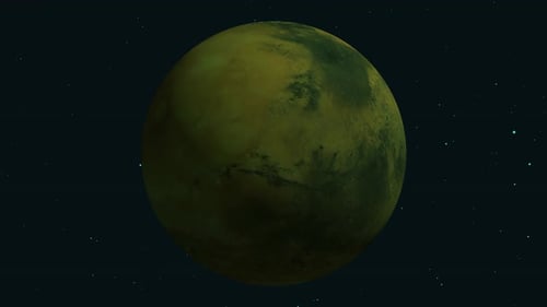 Planet Mars rotiert auf seiner eigenen Umlaufbahn im Weltraum