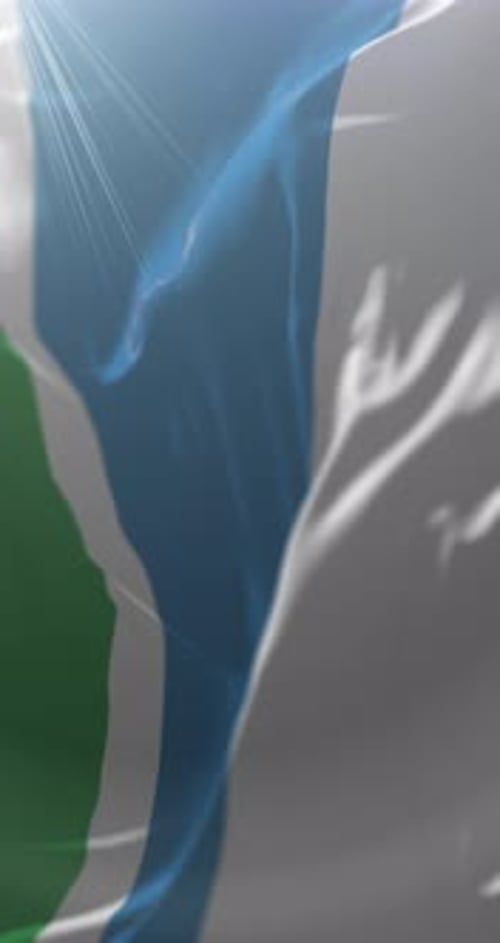 Waving Vertical Flag Animation with Bright Light Flare