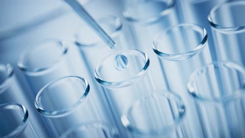 Liquid Dropping into Test Tube for Scientific Research Animation