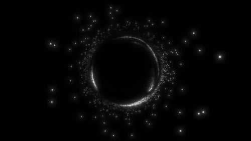 Dynamischer glänzender Sci-Fi-Atomkern mit Magnetfeld. Schwarzes Loch verzerrt den Weltraum