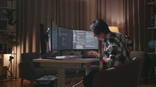 Asian Male Programmer Having A Backache While Creating Software Engineer Developing App, Program