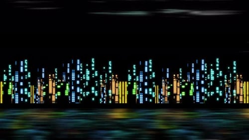City Landscape Night View With Stage Light Animation. Night City Cartoon Animation Video. Cartoon Ni