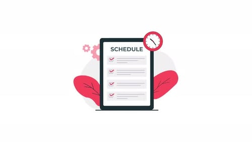 4k Tablet with Schedule and Clock. Scheduled Appointment Concept Animation Video