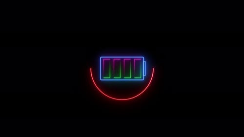 Neon Battery Charging Status Animation Loop