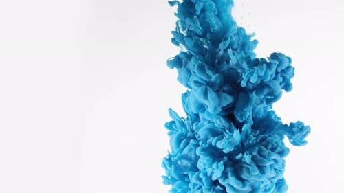 Abstract Blue Ink Cloud Flowing in Water