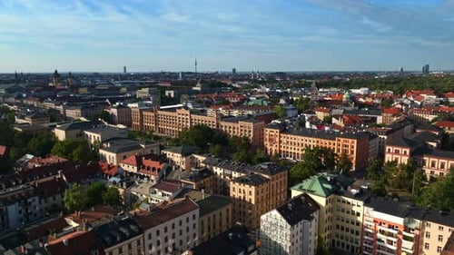 Aerial drone view of the Regierung von Oberbayern in Munich, Germany