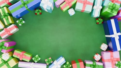 Animated Colorful Gift Boxes Forming a Festive Frame