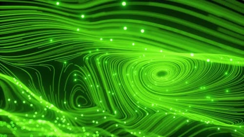 Blauer, verschwommener animierter Partikel- und Linienwellenhintergrund mit Staub aus dem Universum