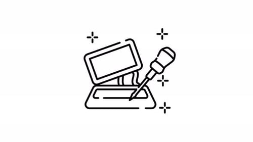 Animation der Laptop-Reparatur mit einem Schraubenzieher