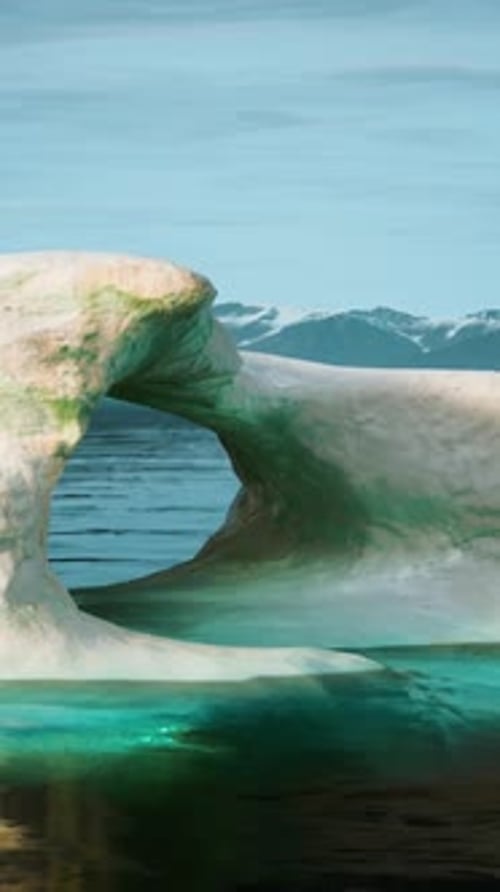 A Large Iceberg Floating on Top of a Body of Water