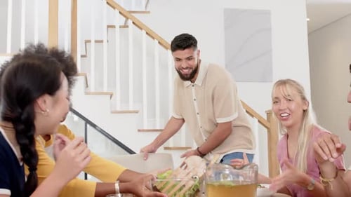 Friends Gathering for Dinner at Modern Home