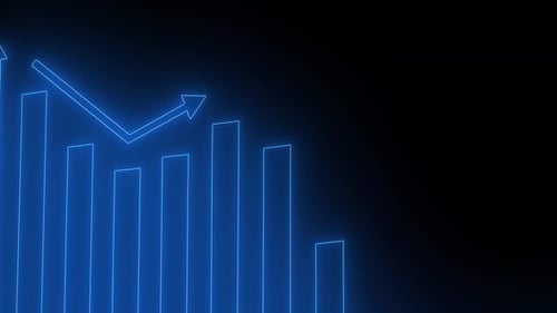 Blue Neon Negative Business Graph Bar Animated