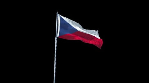 Czech Republic Flag Waving on Black Background