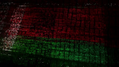Belarus flag waving with security code