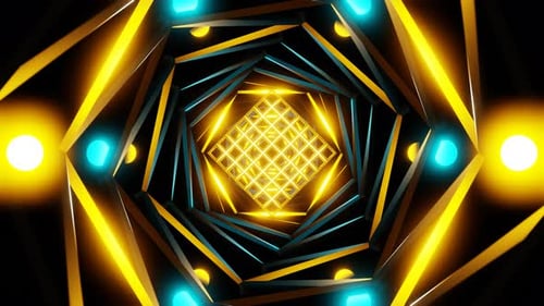 sci fi flying plane frame in spiral illuminated light tunnel vj loop 3d background