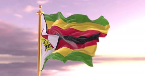 Waving Flag of Zimbabwe