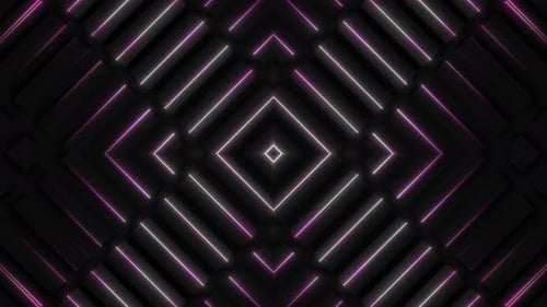 Abstract Neon Glowing Geometric Tunnel Background Loop
