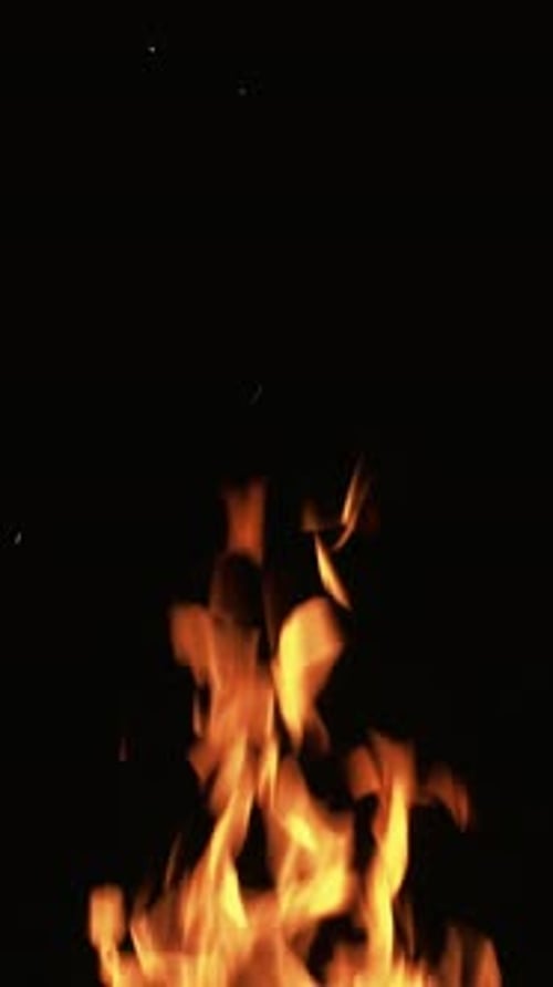 Vertical Fire Background Flame on Black Sparks