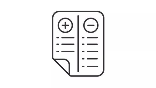 Linear black animation of positive and negative points icon