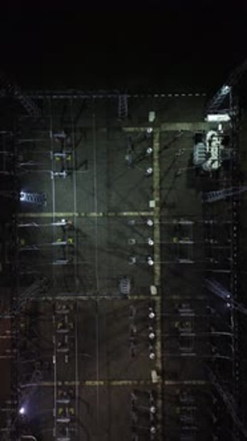 Vertical Drone Footage of High Voltage Substation