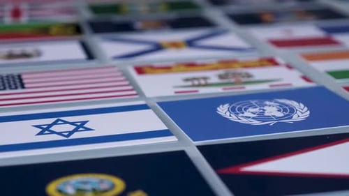 Dolly Shot of World National Flags
